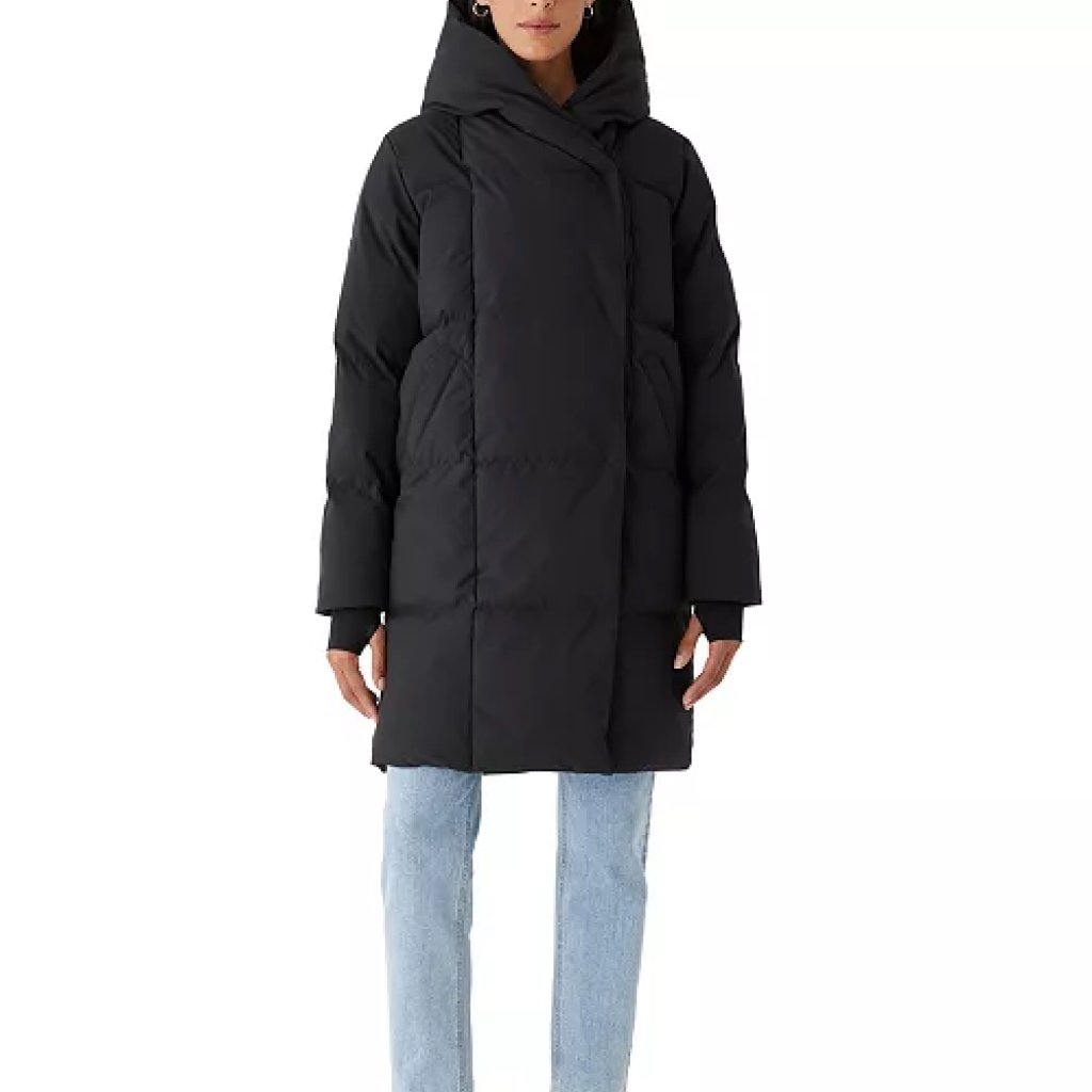 Frank & Oak Midnight Black Hooded Puffer Coat